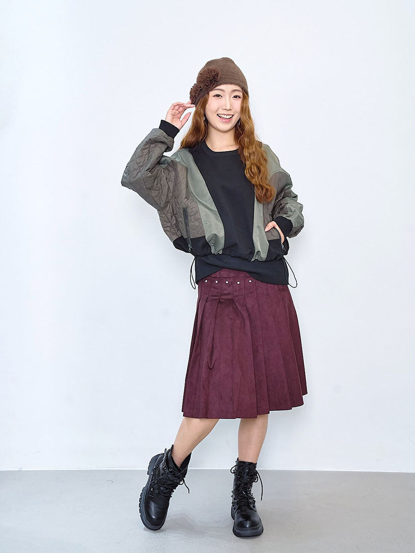 Studs Pleated Skirt (2 Colours)