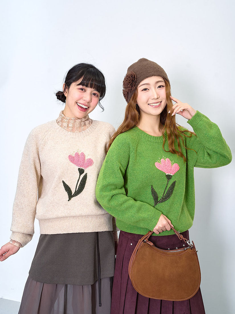 Flower Applique Sweater (2 Colours)