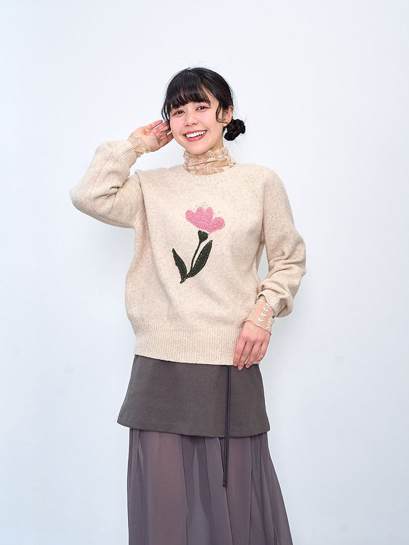 Flower Applique Sweater (2 Colours)