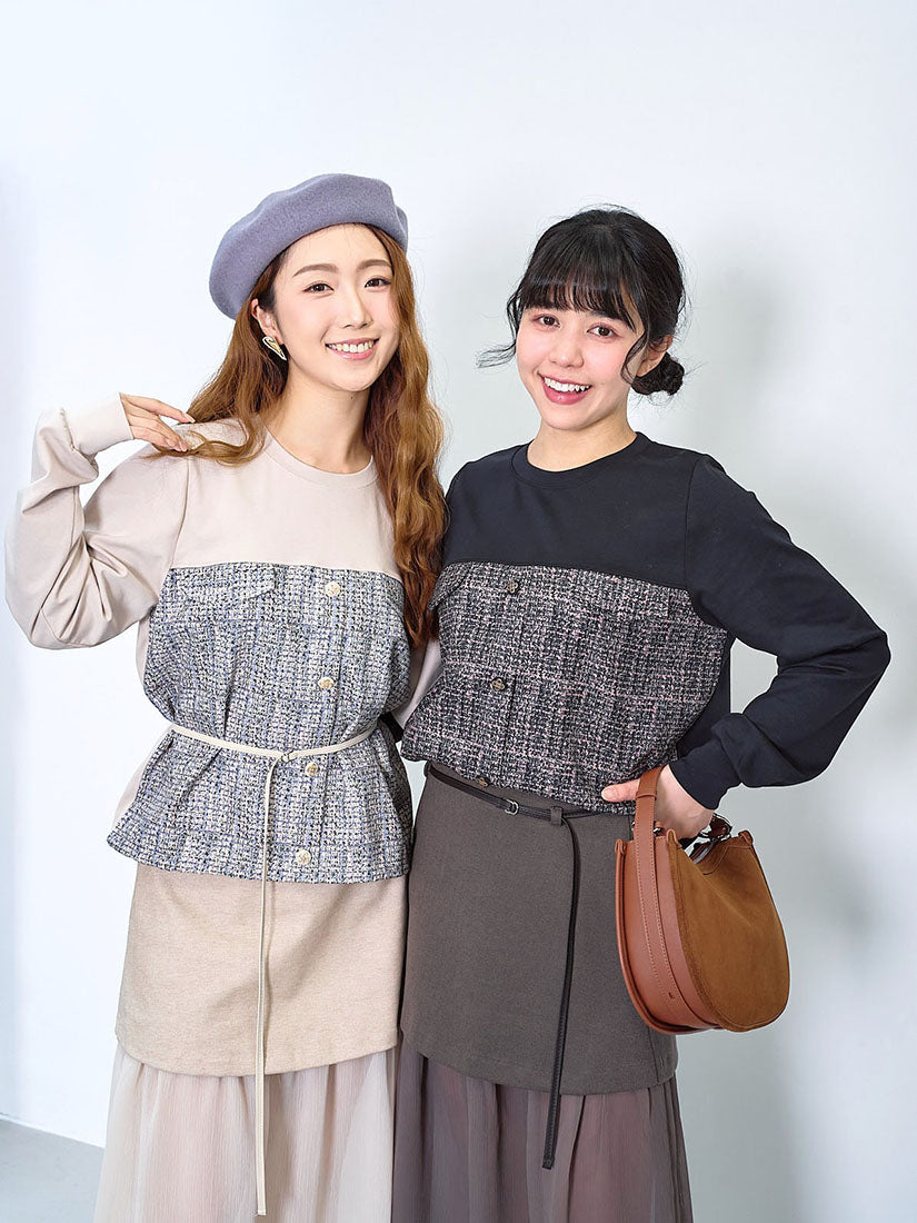 Tweed Printed Panel Top (2 Colours)