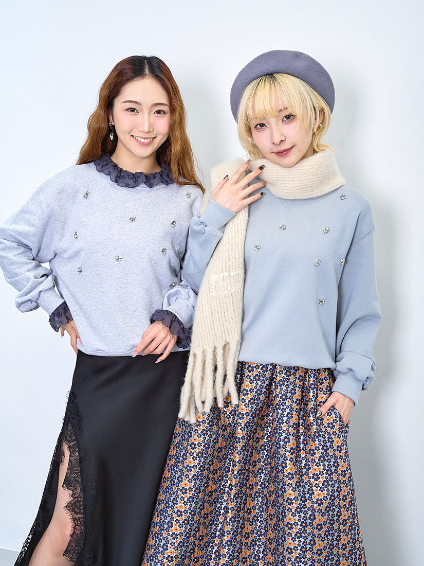 Rhinestone Embellished Sweatshirt (2 Colours)