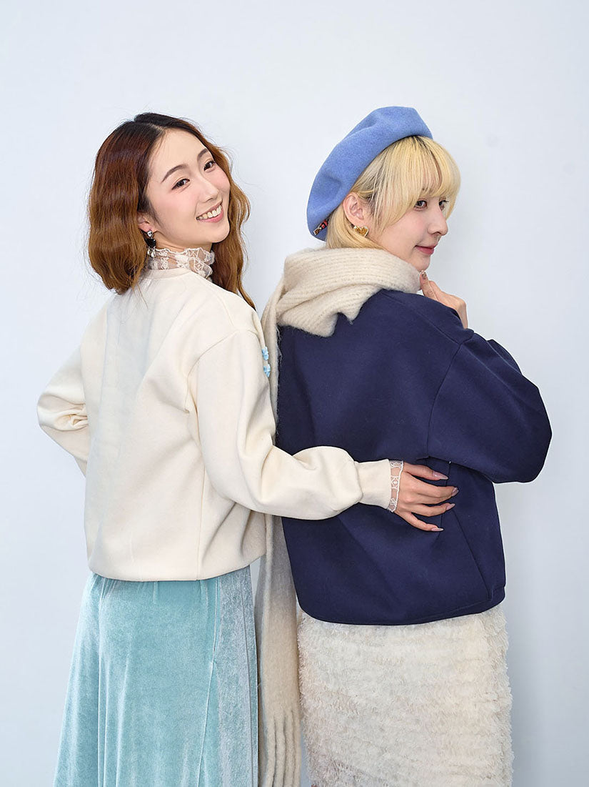 Chenille Heart Embroidered Sweatshirt (2 Colours)