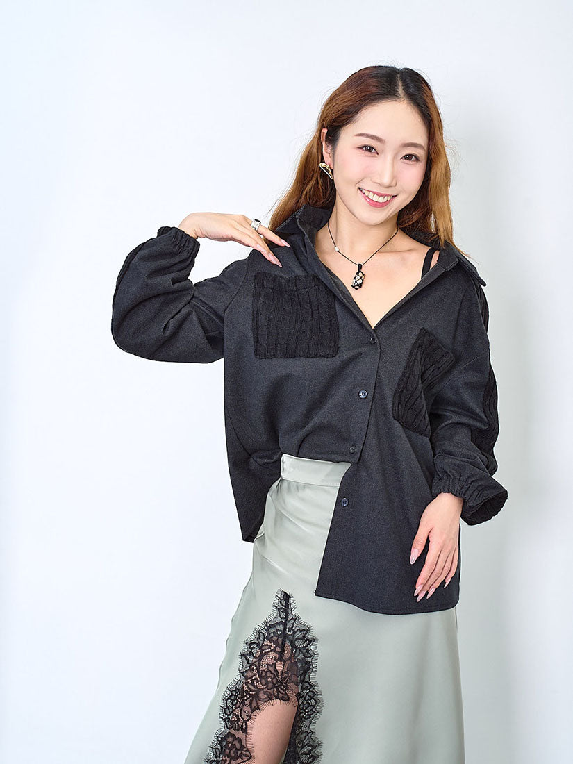 Cable Knit Pocket Shirt (2 Colours)