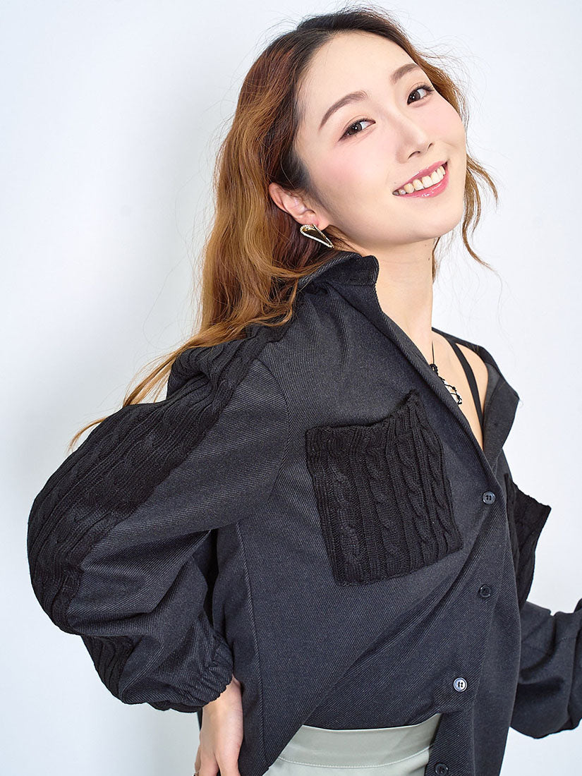 Cable Knit Pocket Shirt (2 Colours)