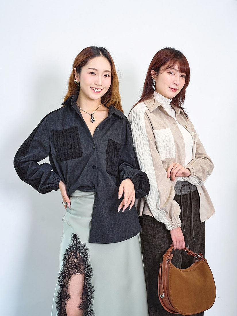 Cable Knit Pocket Shirt (2 Colours)