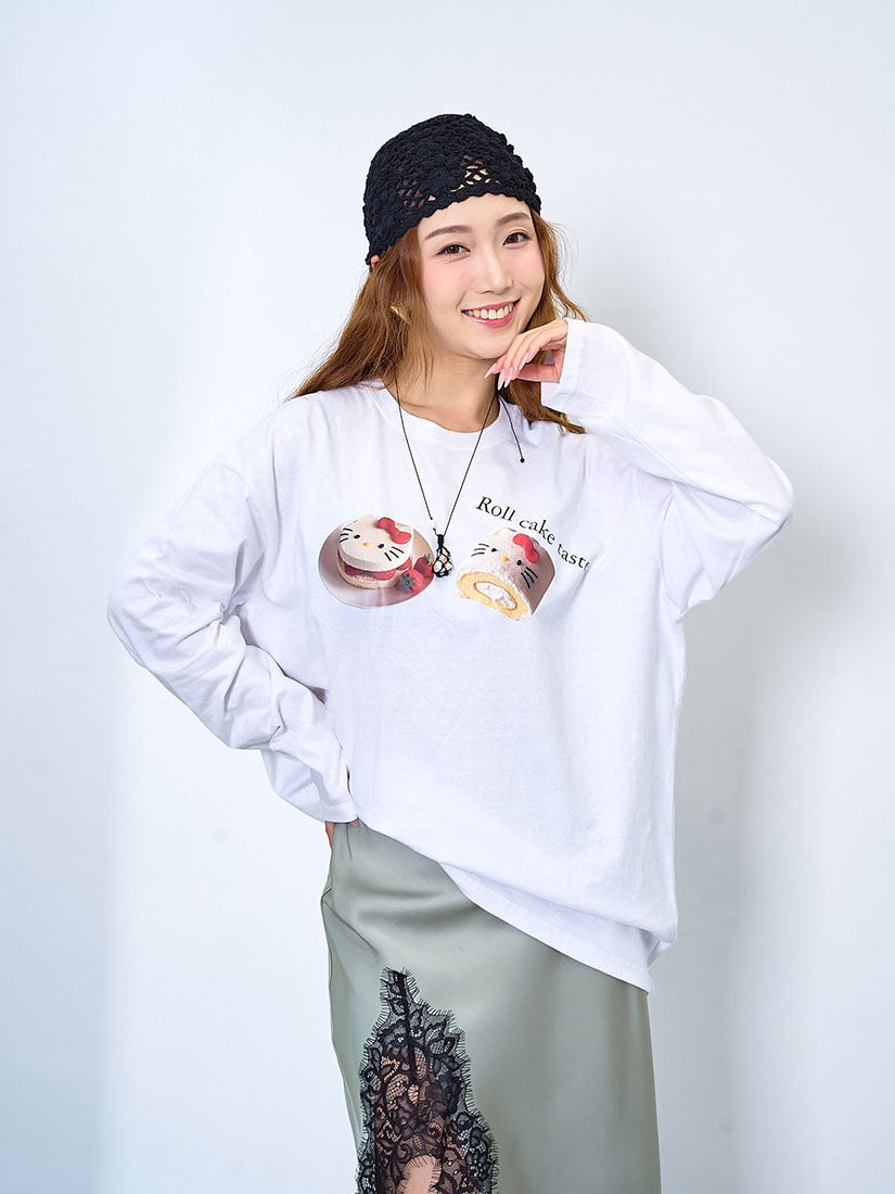 Kitty Cake Print Oversize Tee (2 Colours)