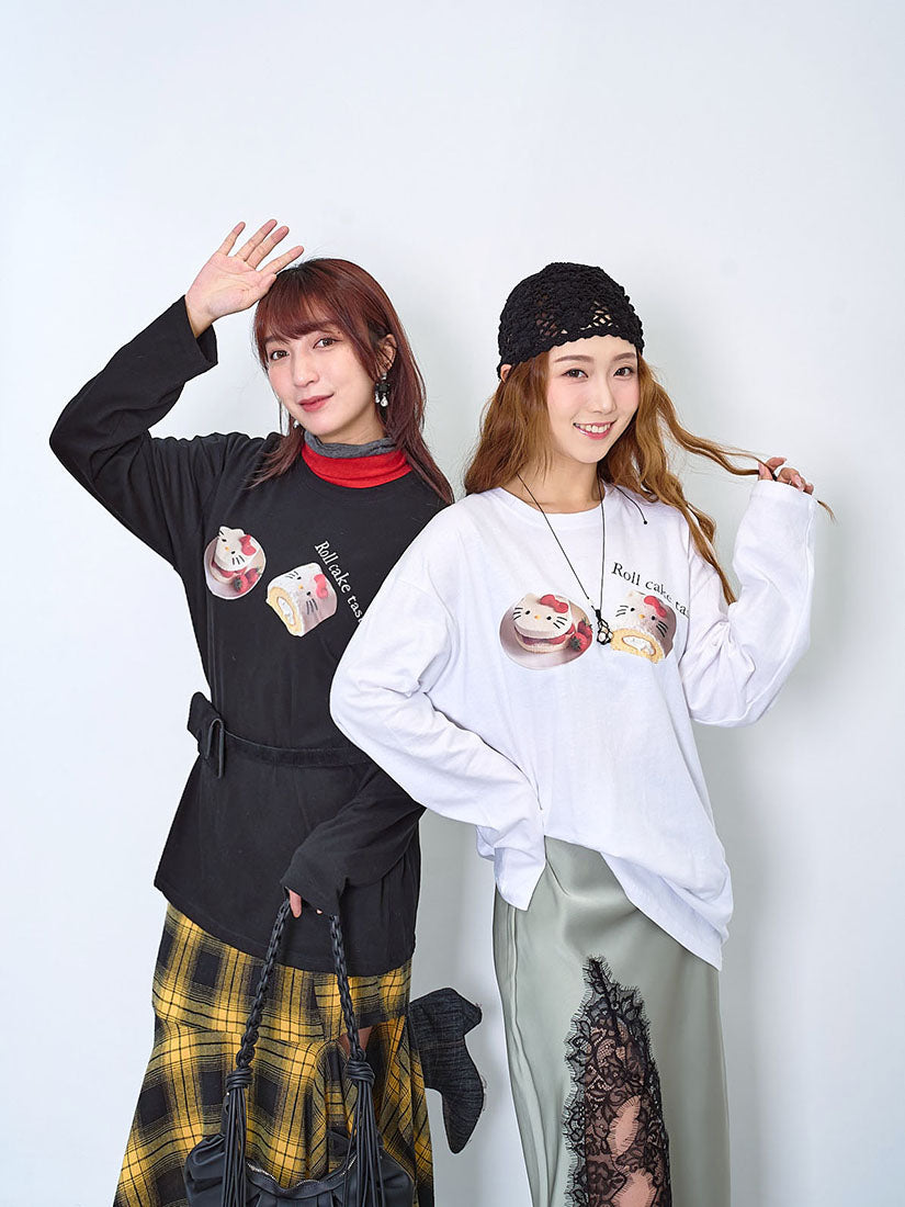 Kitty Cake Print Oversize Tee (2 Colours)