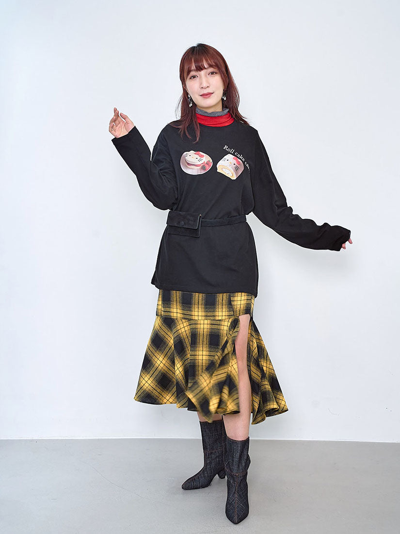 Asymmetric Tartan Flannel Skirt (2 Colours)