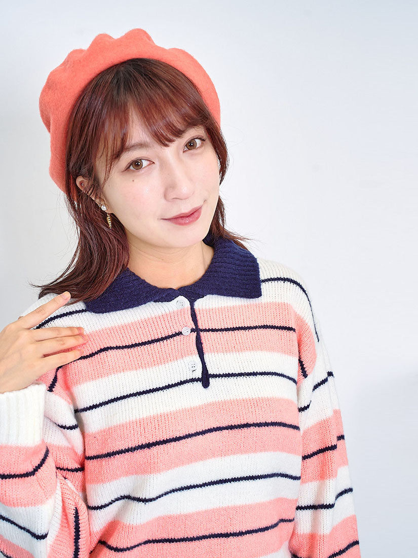 Polo Neck Striped Sweater (2 Colours)