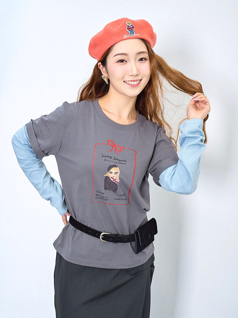 Front Printed Double Sleeve Tee (2 Colours)