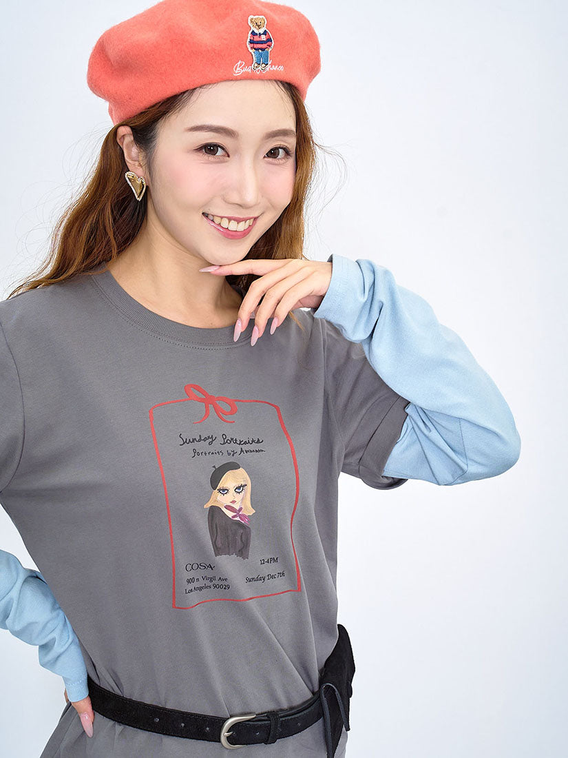 Front Printed Double Sleeve Tee (2 Colours)