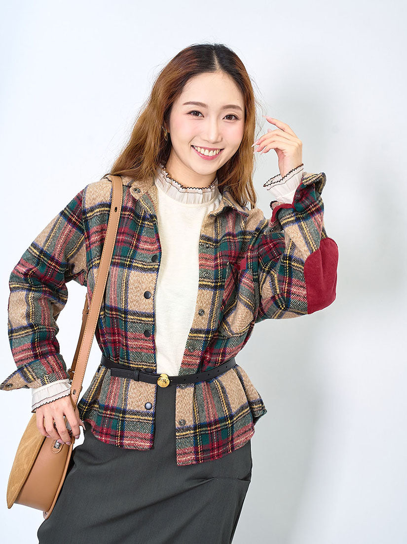 Corduroy Layered Pocket Elbow Patch Plaid Shirt (2 Colours)