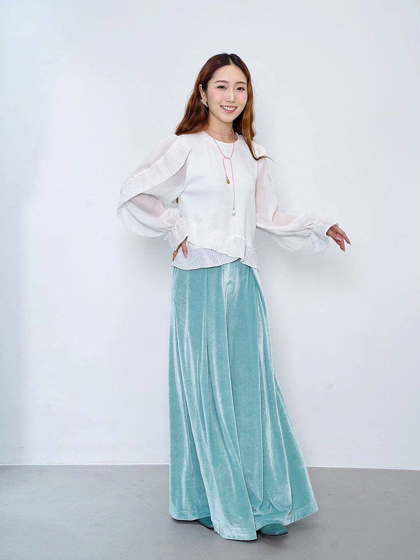 Pleated Ruffle Trim Top (2 Colours)