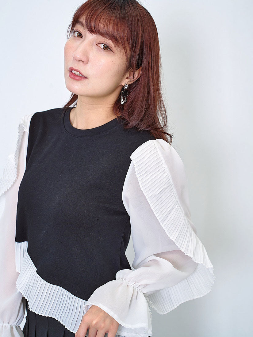 Pleated Ruffle Trim Top (2 Colours)