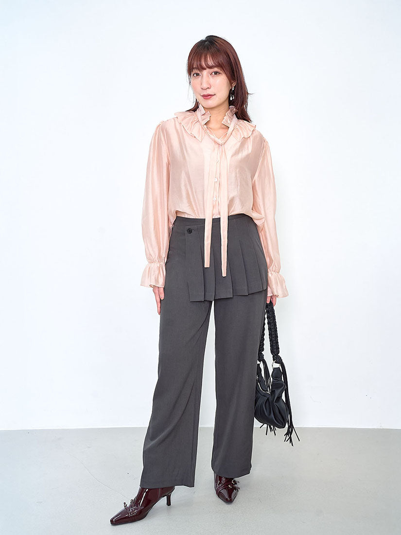 Ruffle Tie Neck Blouse (2 Colours)
