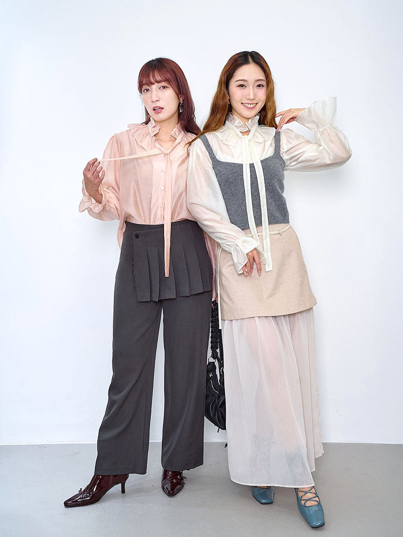 Ruffle Tie Neck Blouse (2 Colours)