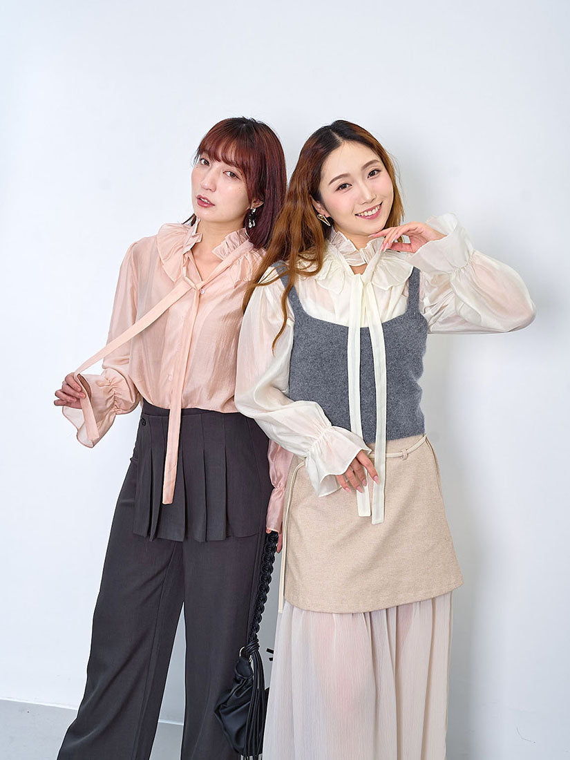 Ruffle Tie Neck Blouse (2 Colours)