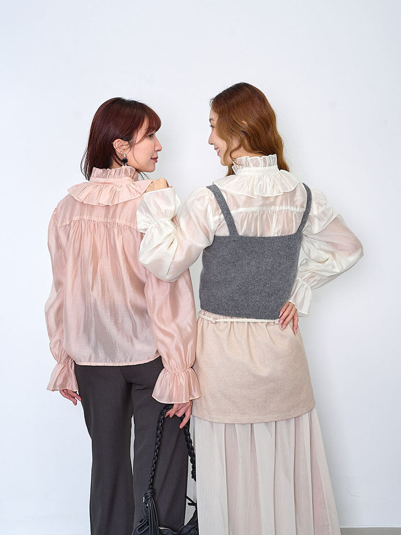 Ruffle Tie Neck Blouse (2 Colours)