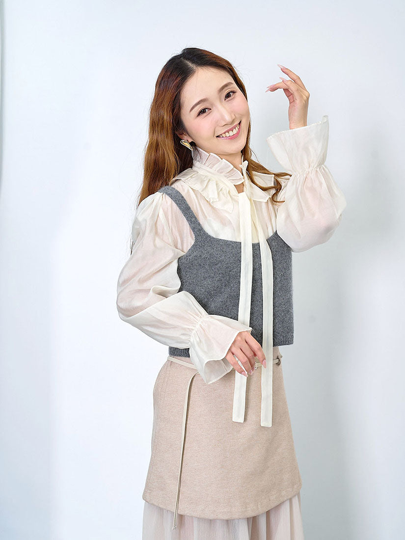 Ruffle Tie Neck Blouse (2 Colours)