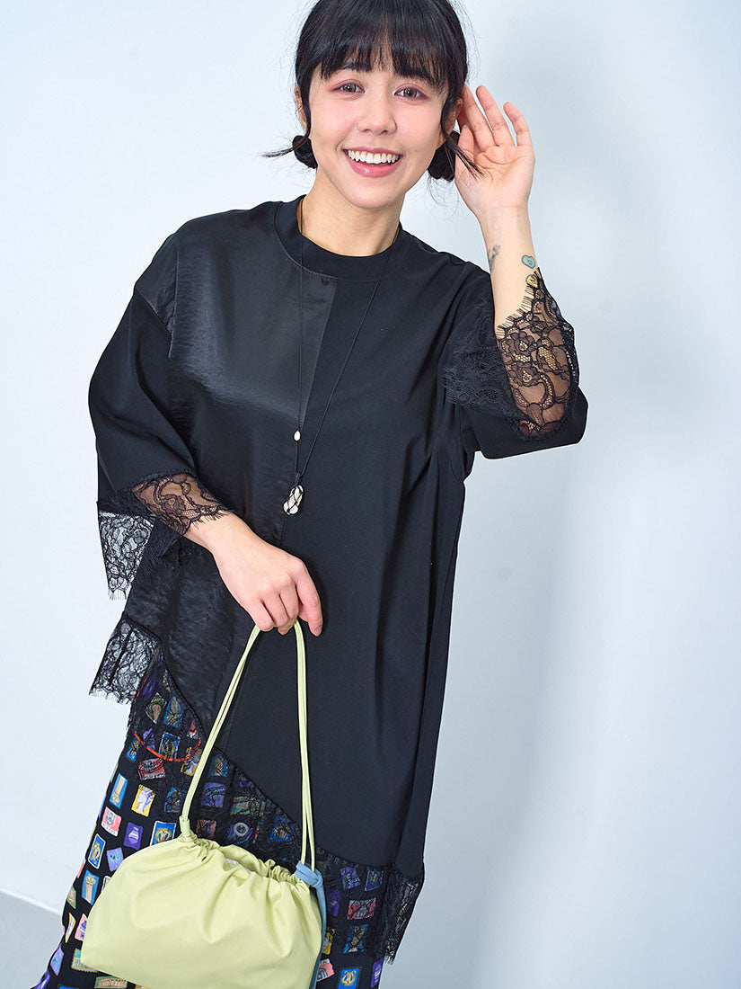 Asymmetric Lace Trim Hem Top (2 Colours)