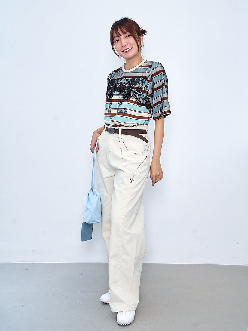 Studs Curve Leg Pants (2 Colours)