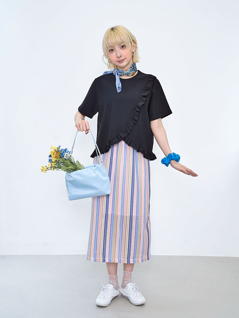 Bubble Striped Straight Skirt (2 Colours)