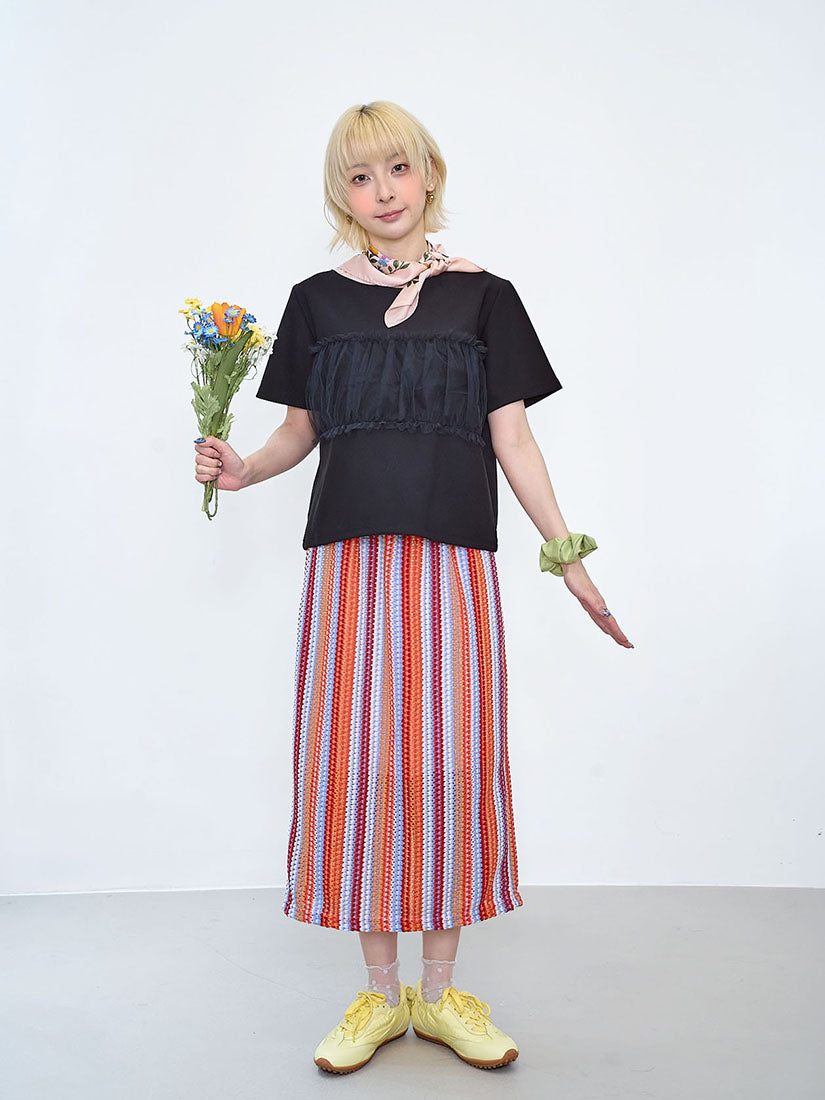 Ruffle Mesh Panel Top (2 Colours)