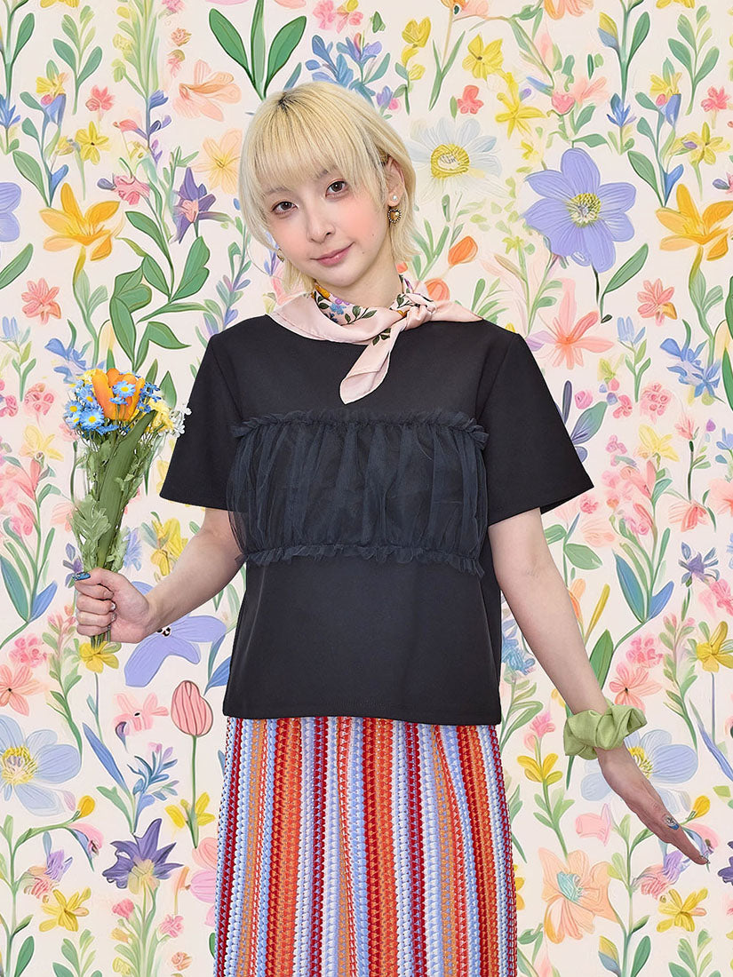Ruffle Mesh Panel Top (2 Colours)