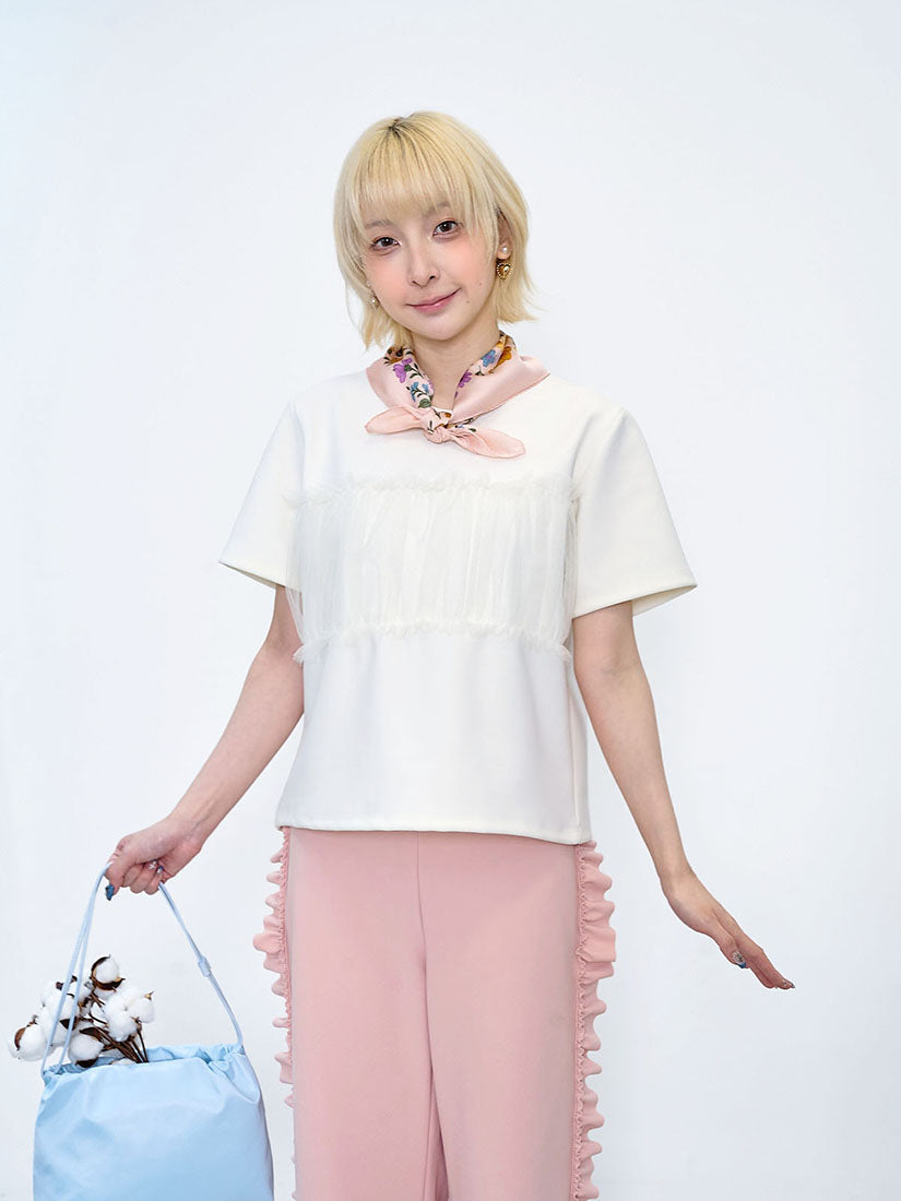 Ruffle Mesh Panel Top (2 Colours)