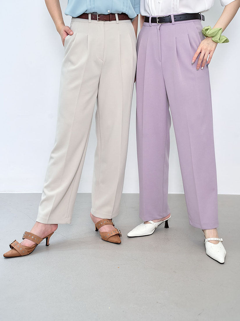 Belted Pleated Pants (2 Colours)