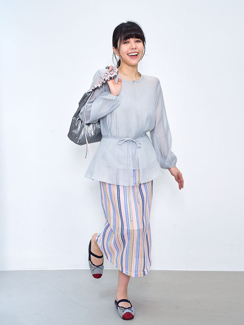 Bubble Striped Straight Skirt (2 Colours)