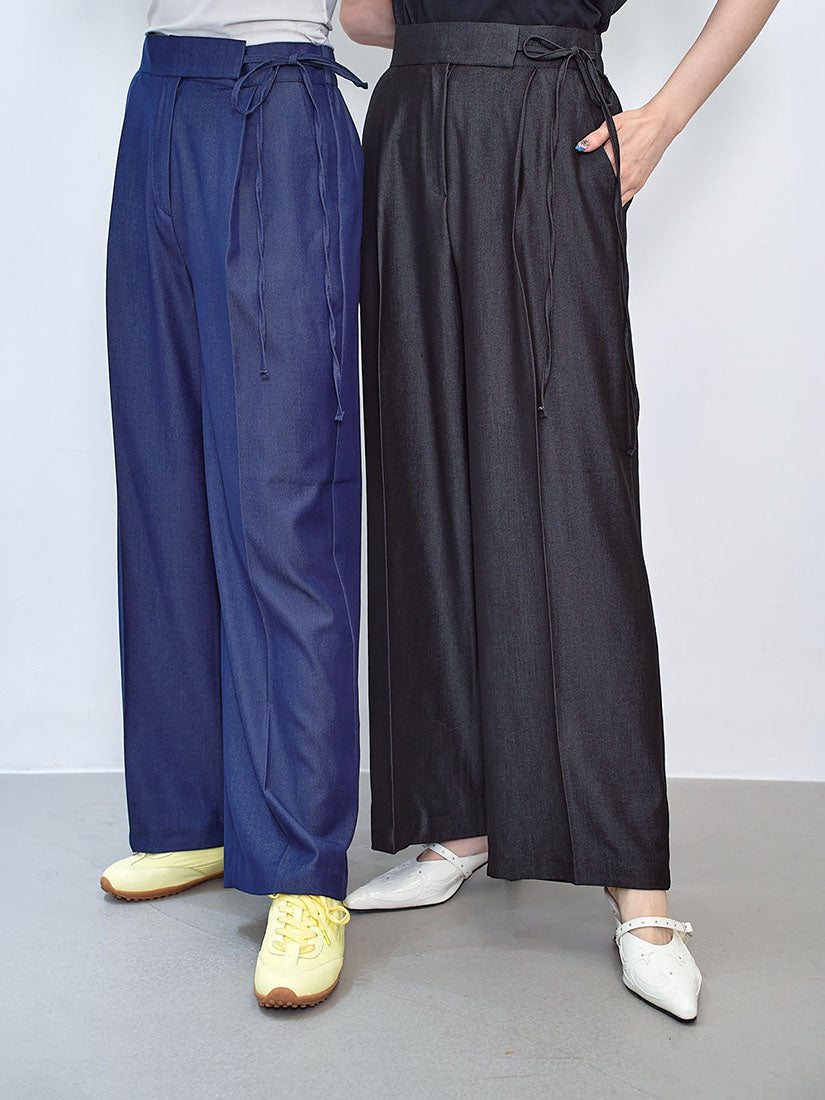 Tie Waist Denim Look Pants (2 Colours)