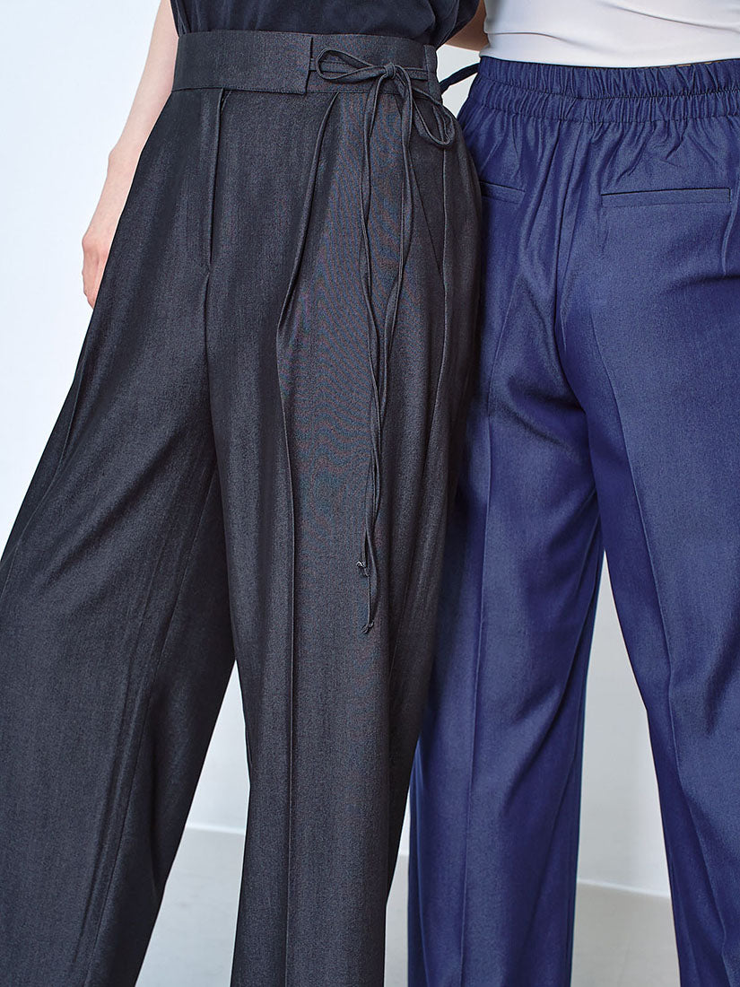 Tie Waist Denim Look Pants (2 Colours)