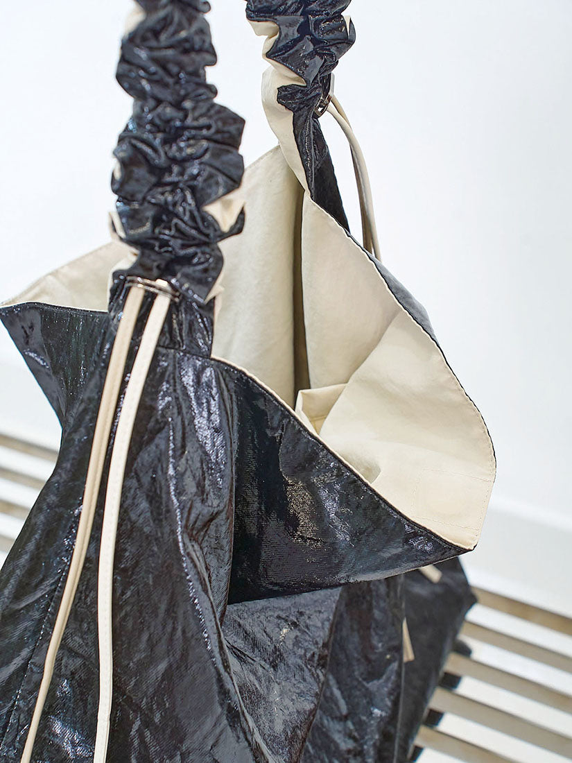 Ruffle Strap Shiny Shoulder Bag (3 Colours)