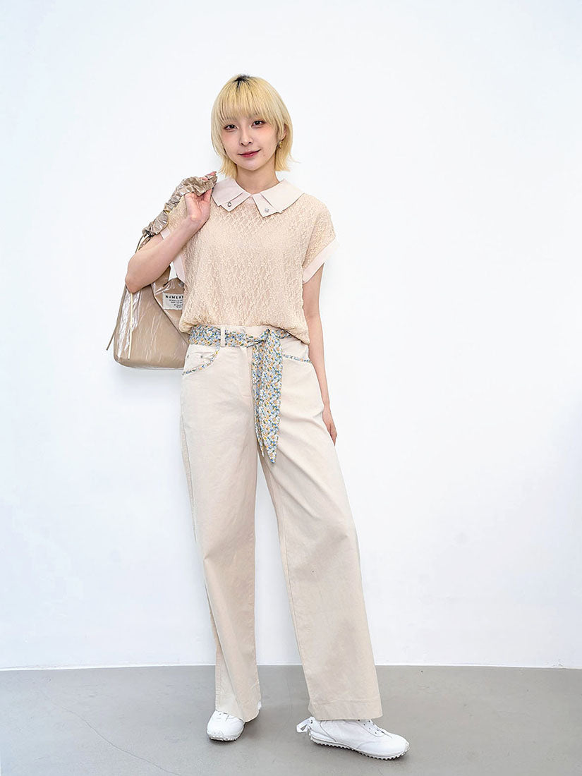 Pleated Collar Lace Top (2 Colours)