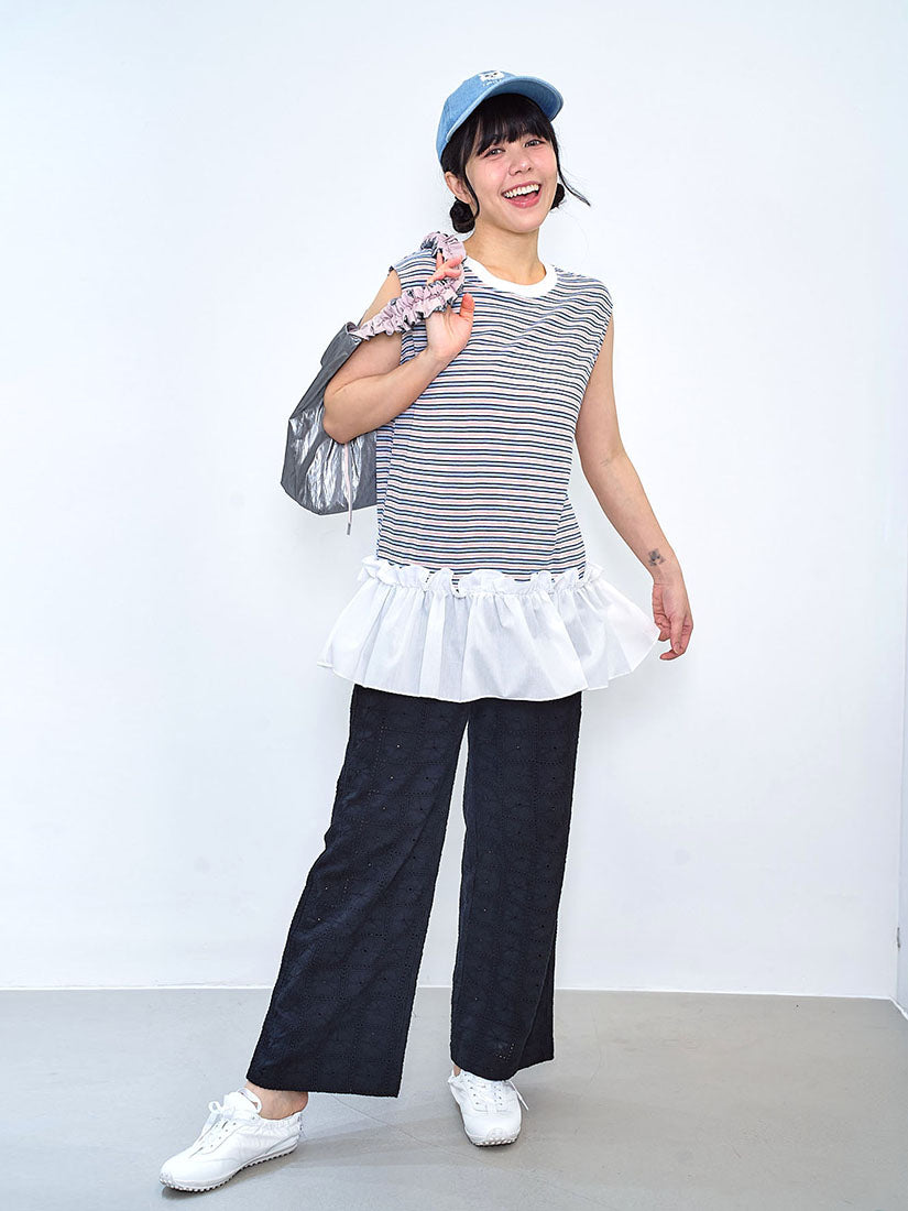 Ruffle Hem Striped Tunic Vest Top (2 Colours)
