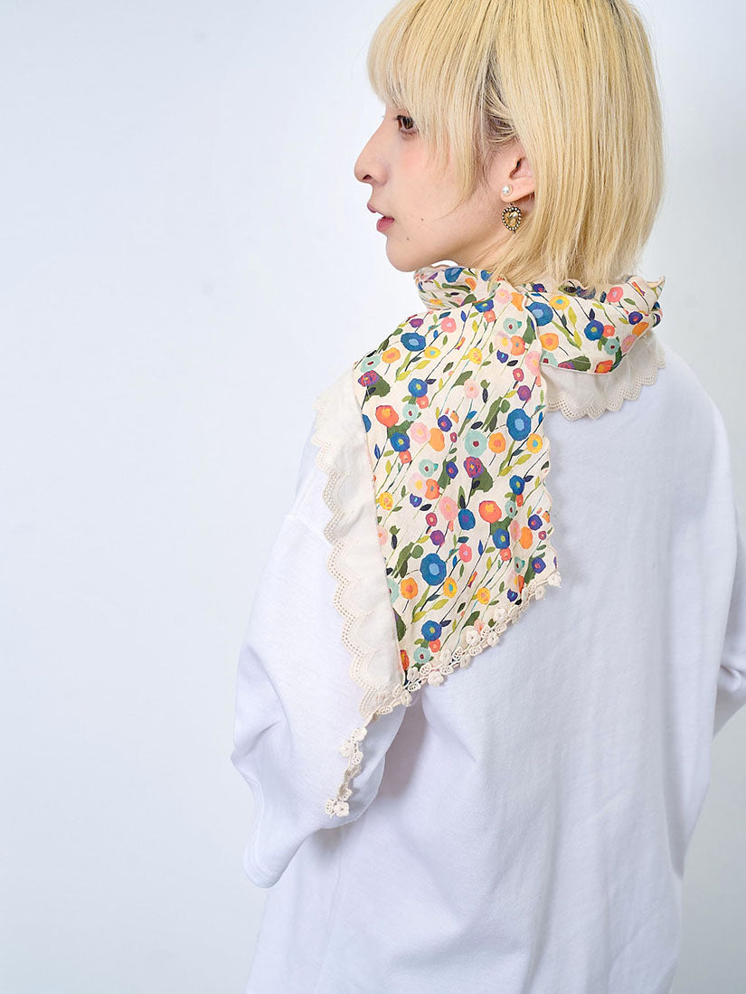 Lace Trim Floral Printed Scarf (2 Colours)