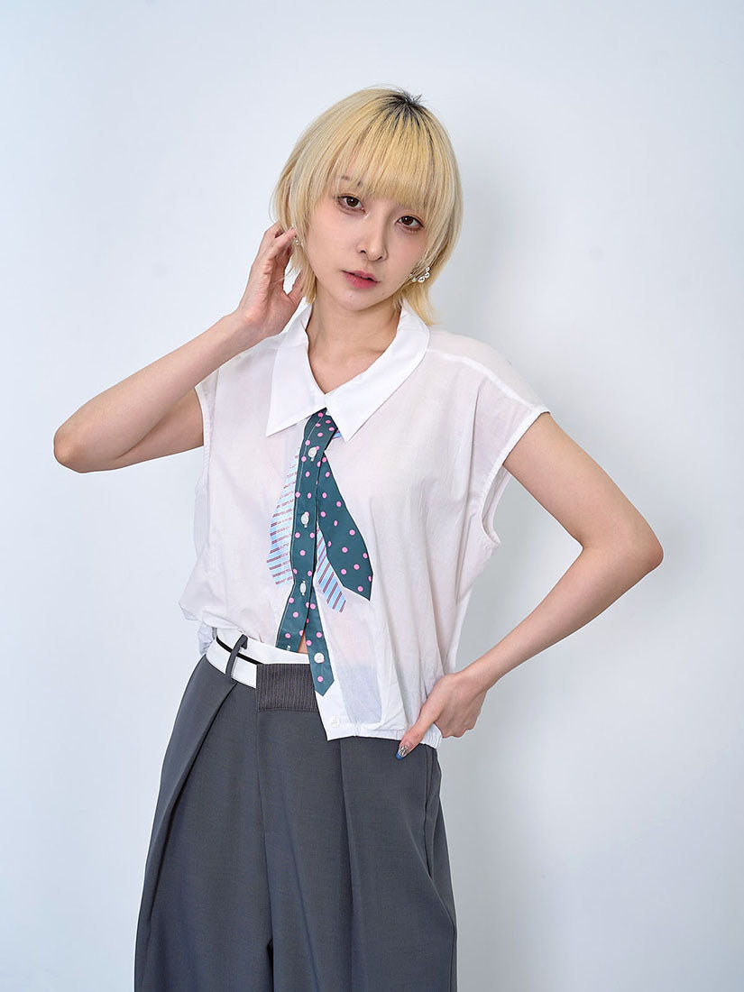 Tie Printed Vest Shirt (2 Colours)