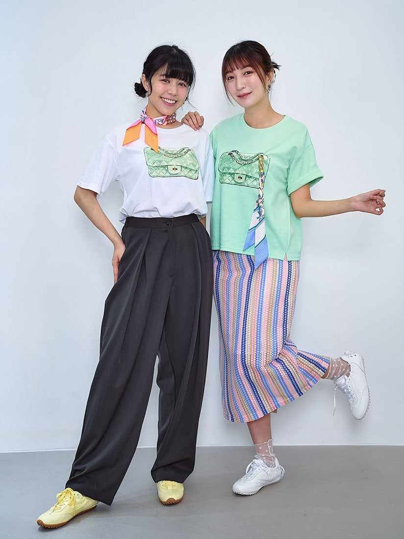 Hand Bag Printed With A Twilly Scarf Tee (2 Colours)