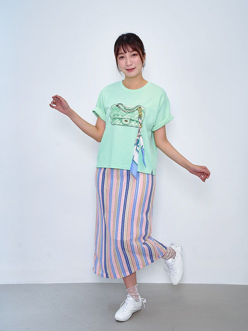 Hand Bag Printed With A Twilly Scarf Tee (2 Colours)