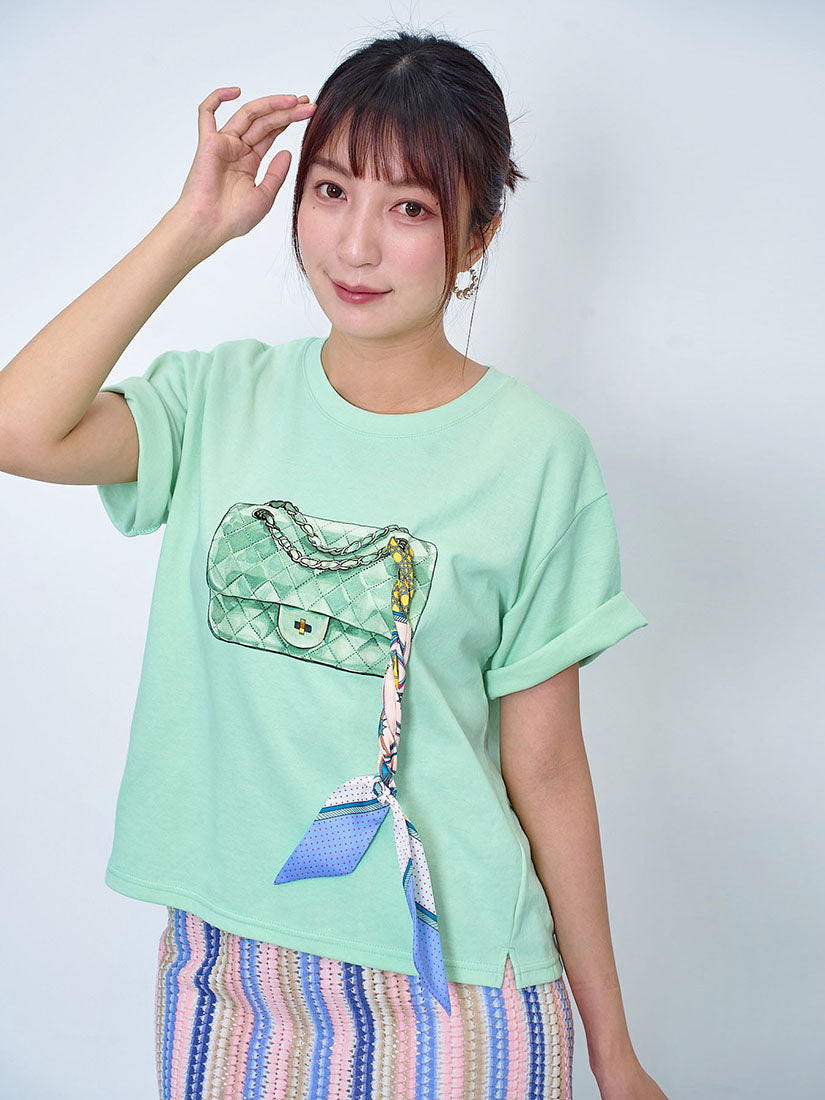 Hand Bag Printed With A Twilly Scarf Tee (2 Colours)