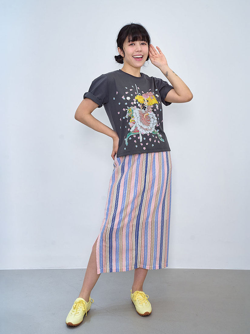 Bubble Striped Straight Skirt (2 Colours)