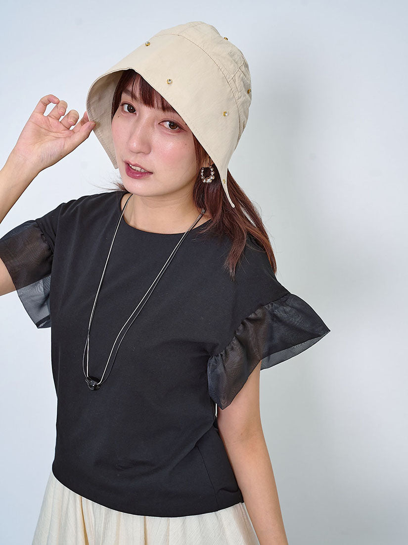 Organza Cuff Sleeve Top (2 Colours)
