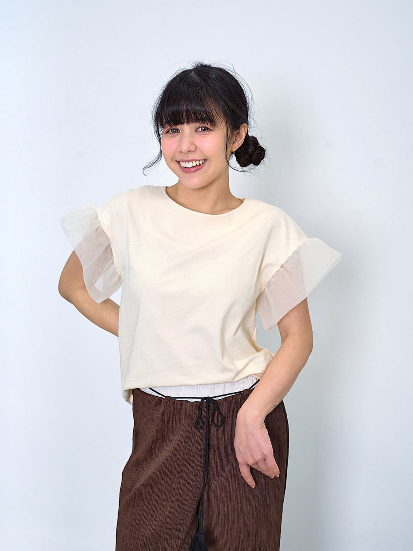 Organza Cuff Sleeve Top (2 Colours)