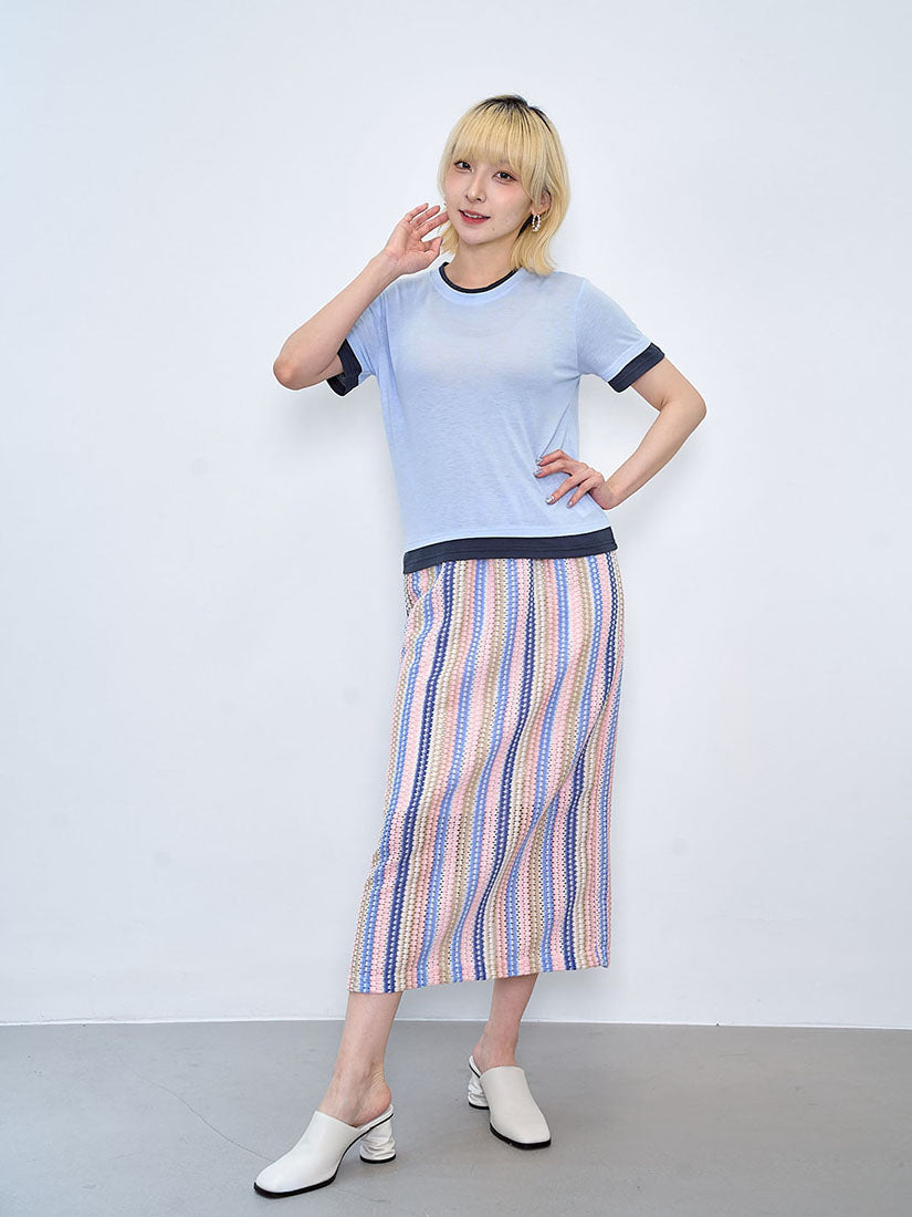 Bubble Striped Straight Skirt (2 Colours)