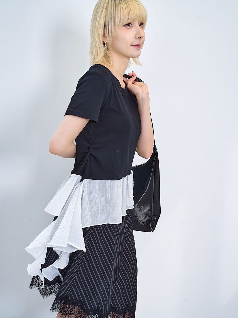 Asymmetric Ruffle Drape Top (2 Colours)