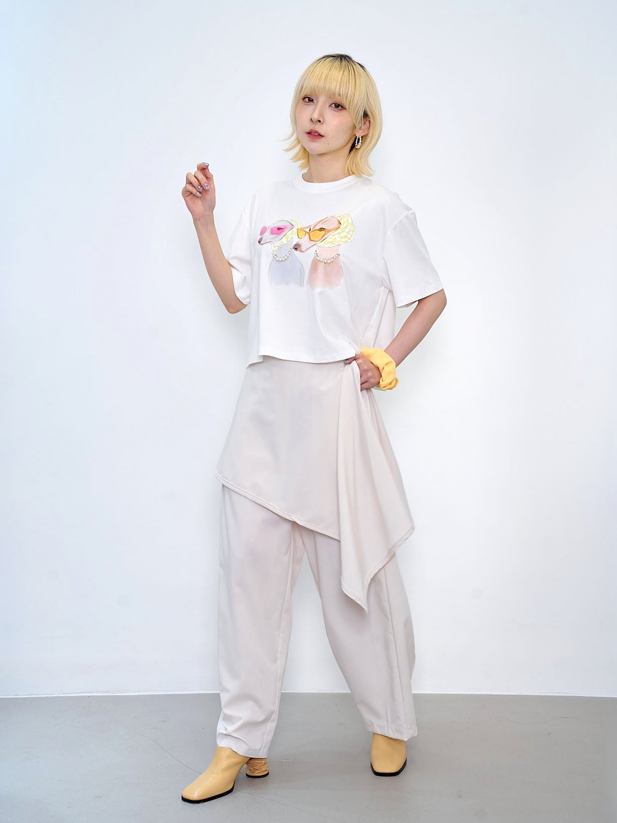 Wide Leg Pants With Wrap Scarf Set (3 Colours)