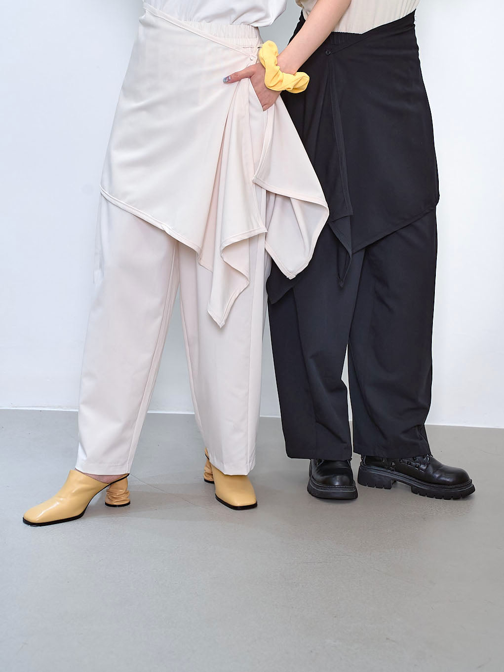 Wide Leg Pants With Wrap Scarf Set (3 Colours)