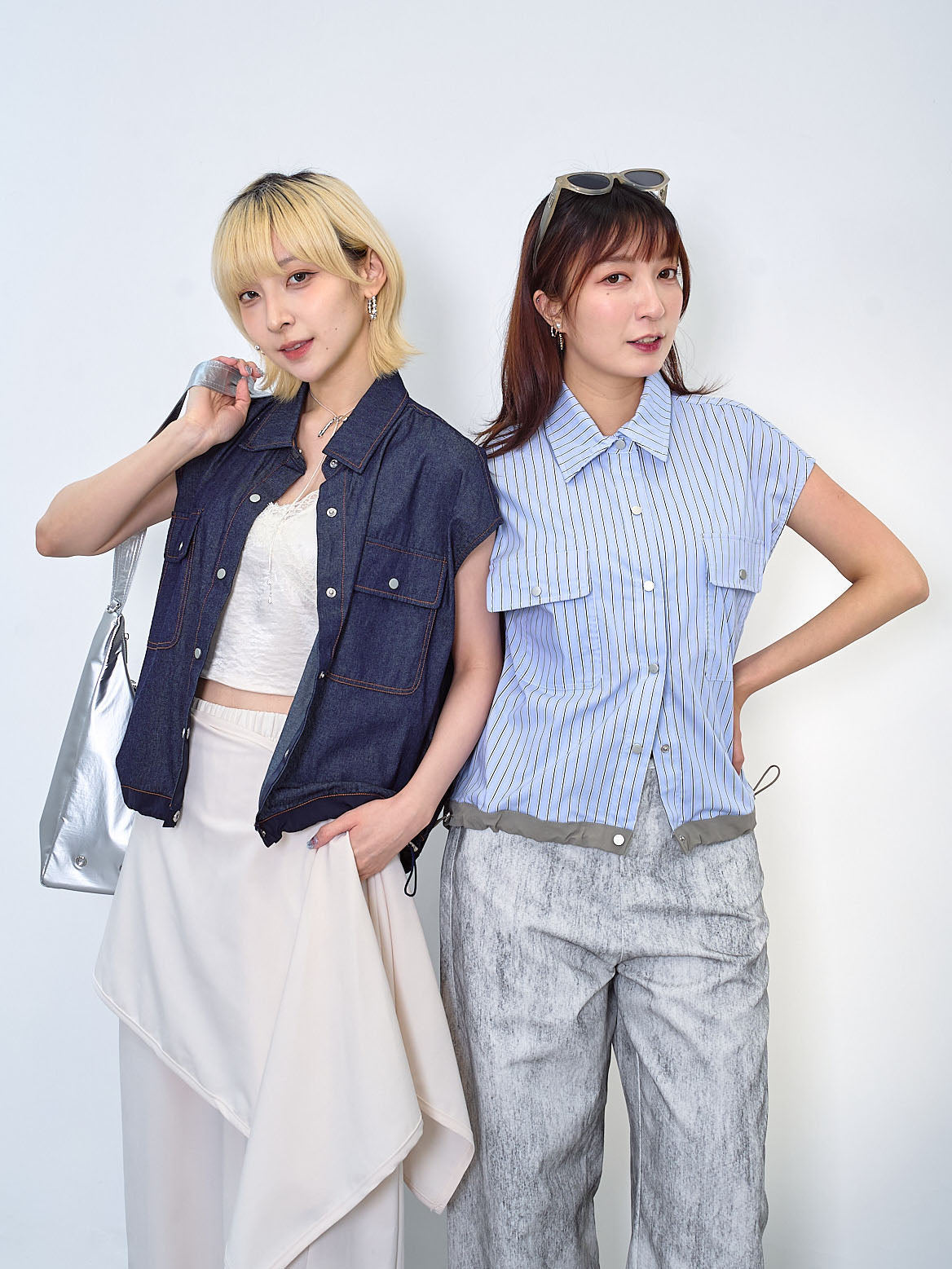 Contrast Drawstring Waist Vest Jacket (2 Colours)