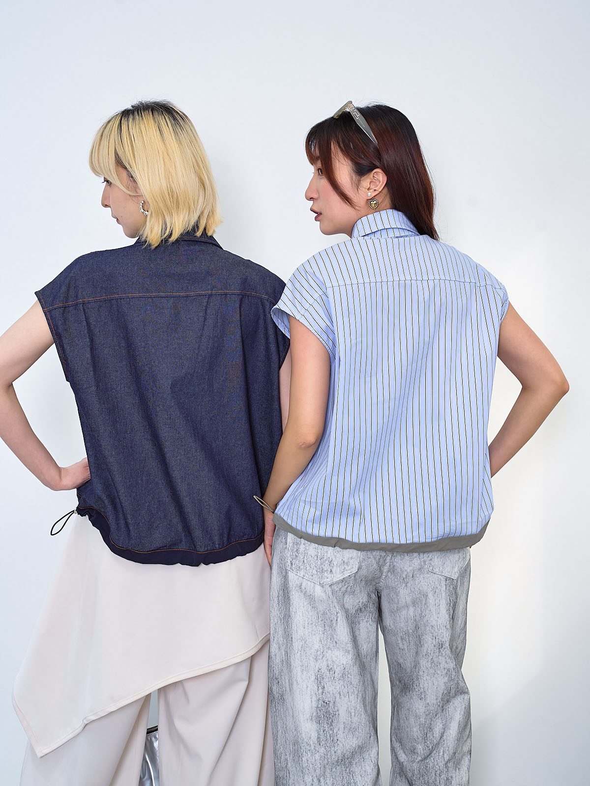 Contrast Drawstring Waist Vest Jacket (2 Colours)